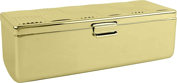 Stephanie Imports Set of 2 Rectangular Vintage Lipstick Cases With Glass Mirror (Gold Checker)