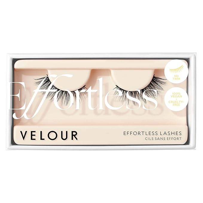 Velour Effortless Lashes, Natural Looking False Eyelashes, Fluffy & Lightweight No Trim Eyelashes, Reusable Fake Lashes For All Eye Shapes, Vegan & Cruelty-Free, Lash Glue not Included (Short & Sweet)