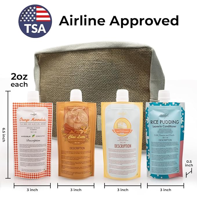 Ecoslay Curls-on-the-go Sample Set - Travel Size Curly Hair Products Set - TSA Approved Curly Hair Travel Size Products - Perfect Curly Hair Gift Set