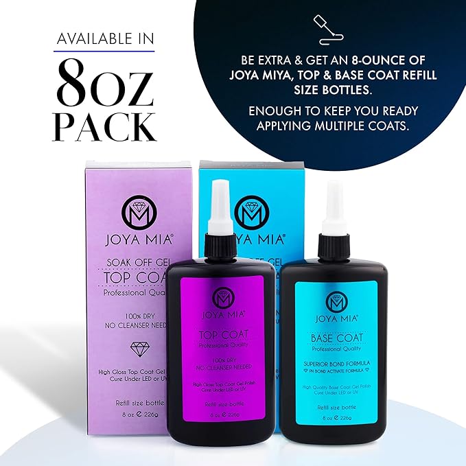 JOYA MIA Gel Polish Set – Base & Top Coat, No Wipe, Soak-Off, 15ml Each, Long-Lasting, High-Gloss, Super Adhesive