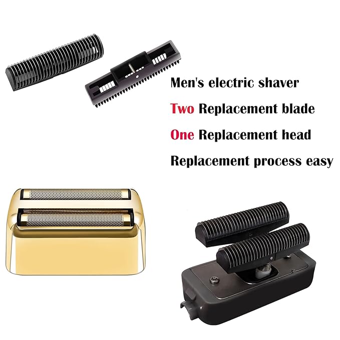 2 Pack Shaver Replacement Foil and Cutters Compatible with BaBylissPRO Double FXFS2 Metal Shaver foil Replacement,Golden