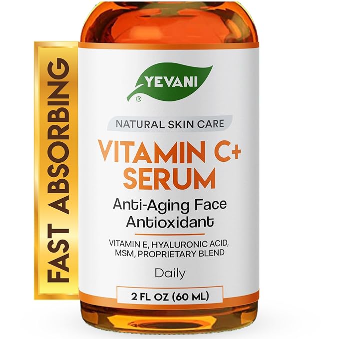 100% Pure Vitamin C Serum for Face with Hyaluronic Acid, Eye Area, Dark Spots, Anti Aging, Hydrating Skin Care with Vitamin E, Aloe Vera, Jojoba Oil, Dry Skin, Fine Lines, Wrinkles, 2 FL OZ