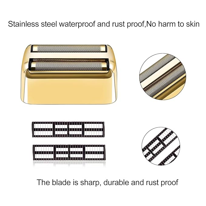 3 pack Professional Replacement Foil and Cutters for BaBylissPRO Barberology Double Foil Shaver, Compatible with BaBylissPRO Barberology FXFS2 Shaver,Gold