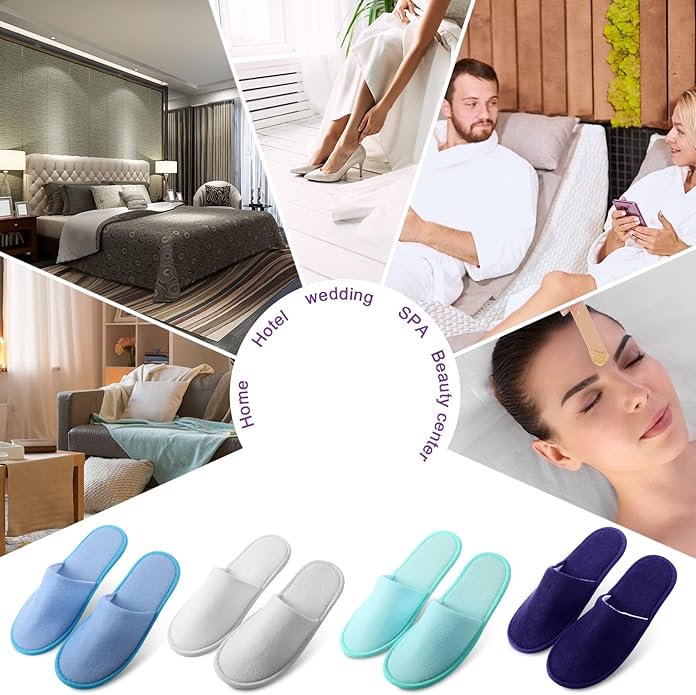 Geyoga 24 Pairs Disposable Slippers for Guests Bulk 2 Size Cotton Hotel Spa House Slippers for Graduation Wedding Party Shoeless Home Travel Individually Wrapped