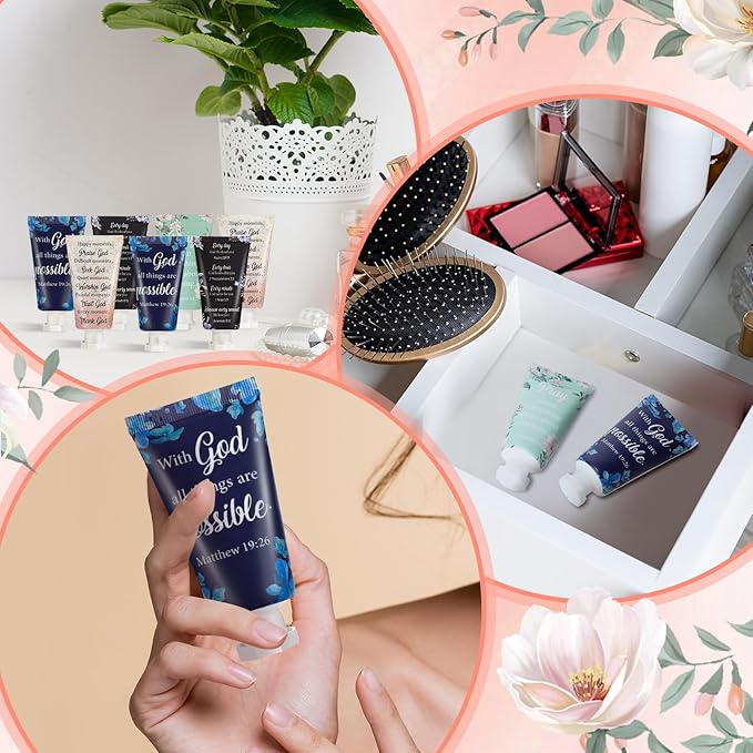 12 Pcs Christian Hand Cream Bulk for Women Mothers Day Church Gifts in Bulk Bible Travel Hand Lotion for Dry Hands Bible Verse Hand Lotion for Mom Grandma Holiday mothers day Gift