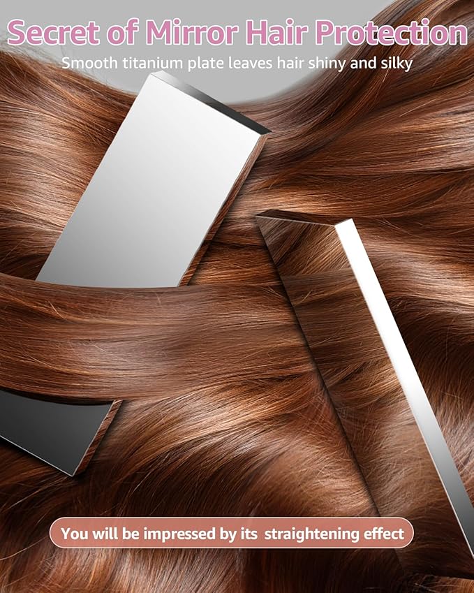 7MAGIC 1.7" Wide Hair Straightener, Nano Titanium Flat Iron for Wet & Dry Hair, Flat Iron Hair Straightener with 5 Temp, MCH Fast Straightening Iron, Hair Iron with Dual Voltage, Pink