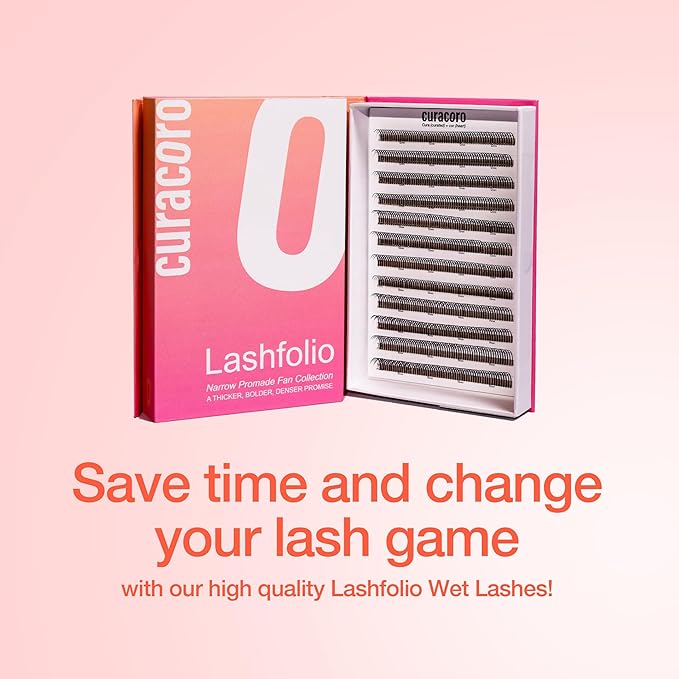 Curacoro LashFolio Wet Promade Fans, Handmade Volume Eyelashes, 5D To 10D, C CC D Curl, 0.03~0.07 mm, 8-13mm Mix Length, Professional Long-Lasting Promade Lash Fans (5D-0.07 CC 8mm-13mm)