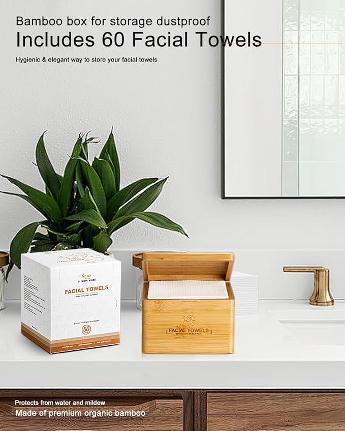 Clean Facial Towels,1 Box with 120 Ct Disposable Face Towels - Premium Facial Cleansing Cloths & Towelettes, Perfect for Skincare Routine - Biodegradable, Travel-friendly, and Eco-friendly
