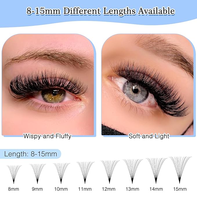 Obeyalash 600 Fans Lash Extensions Premade Fans Premade Volume Fans Eyelash Extensions Pro Made Fans Lash Extensions D Curl Handmade Loose Fans for Lash Extension Supplies (16D-0.05D-D, 8-15mm)