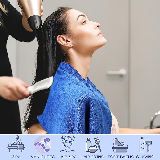 Newwiee 72 Pack Microfiber Bleach Proof Towels Bulk for Salon 18 x 30 Inch Dry Lint Free Hair Drying Hand Towels for Hair, Gym, Bath, Spa, Shaving, Barber(Blue)