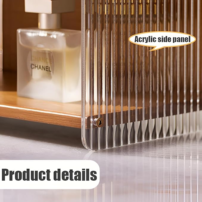 20 Inches Bamboo Cosmetic Organizer, Large Vanity Organizer, Makeup Organizer Countertop, Skincare Organizer Countertop, Makeup and Skincare Organizer for Vanity