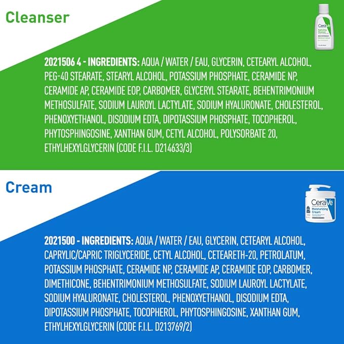 CeraVe Moisturizing Cream Combo Pack, Contains 16 Ounce with Pump & 1 Ounce Hydrating Facial Cleanser, Dry Skin Relief