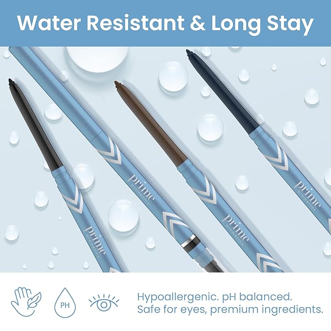 PrimeEyes Glide Eyeliner for Mature Women – Waterproof, Long-Stay and Mess-Proof – Gel Creme Texture, Discreet Sharpener and Effective Smudger (Smoky)