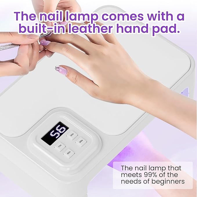 180W UV LED Nail Curing Lamp with Auto Sensor & 4 Timer Settings, Professional Gel Nail Dryer Light with Arm Rest, Fast Drying for Gel Polish, Press on Nails, Salon & Home Use