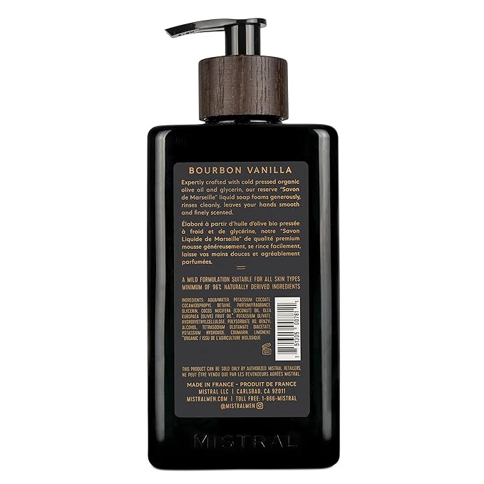 Mistral Men's Natural Hand Soap, Bourbon Vanilla