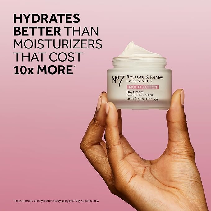 No7 Restore & Renew Multi Action Face & Neck Night Cream - Collagen Peptide Anti Aging Face Cream - Hydrating Hyaluronic Acid + Skin Firming Fragrance Free (50ml)