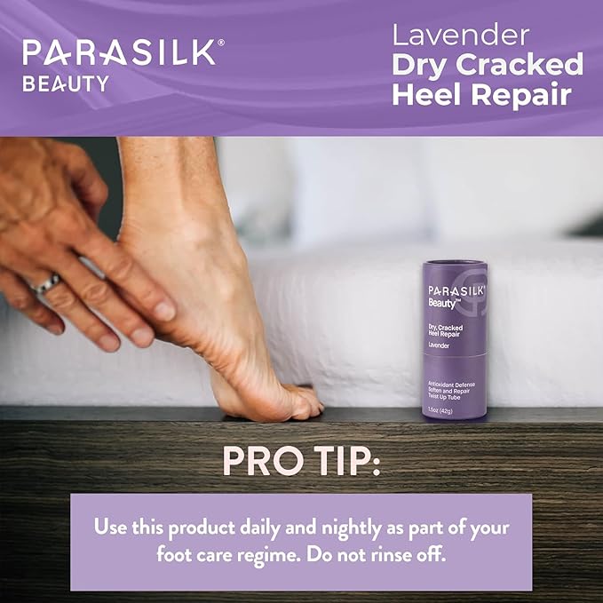 Parasilk Beauty Lavender Heel Repair Moisturizing Stick for Dry, Cracked Feet. Superior Antioxidant Oils & Wax Repair & Soften Dry Skin