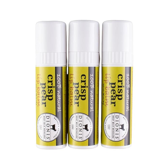 Dionis Goat Milk Skincare Crisp Pear Holiday Lip Balm Gift Set - Beeswax, Shea Butter & Coconut Oil Lip Care Products Made in The USA - Cruelty Free Lip Moisturizer for Chapped Lips, 0.28oz 3 Pack