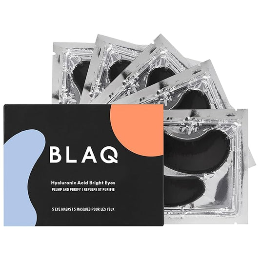 BLAQ Award Winning Eye Patches for Dark Circles, Wrinkles and Puffiness. Hydrating and Cooling with Marine Algae and Activated Charcoal, Dermatologically Tested, Vegan, Hyaluronic Acid, 5-Pairs