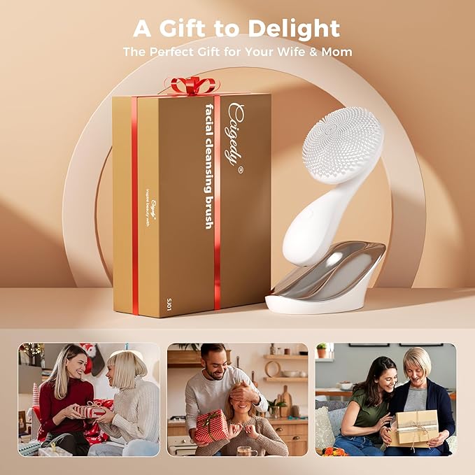 2 in 1 Facial Cleansing Brush,Rotating Magnetic Beads & Massage Cleaning Silicone Face Scrubber,Waterproof and Rechargeable Face Scrub Brush