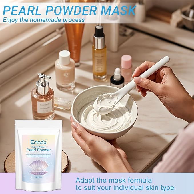Erinde Freshwater Pearl Powder Organic, 10.58 OZ / 300g Natural Pearls for Skin Care, Cosmetic Grade, Organic Pearl Powder for DIY Face Mask, Cream & Lotion, Deep Cleansing, Anti-Aging Facial Mask