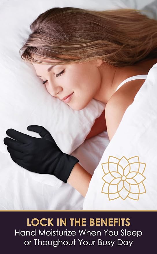 Beauty Care Wear Black Gloves XL (10 pair) - Cotton Gloves for Eczema, Cotton Gloves for Dry Hands, Black Cotton Gloves for Women, Spa Glove, Lotion Glove, Sleeping Glove