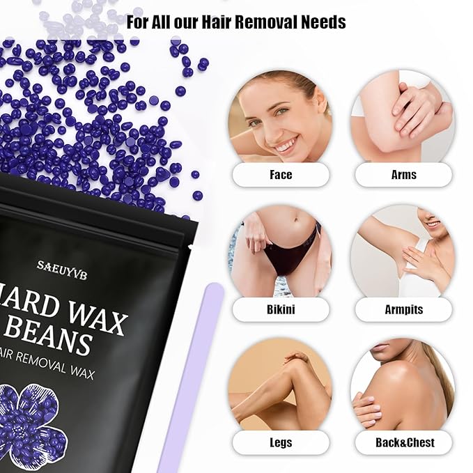 Waxing Kit for Women - Premium Hot Melt Hard Wax Warmer for Hair Removal, Eyebrow, Bikini, Legs, Face, Brazilian Wax - Machine, 5-Pack Beads, Accessories, Black