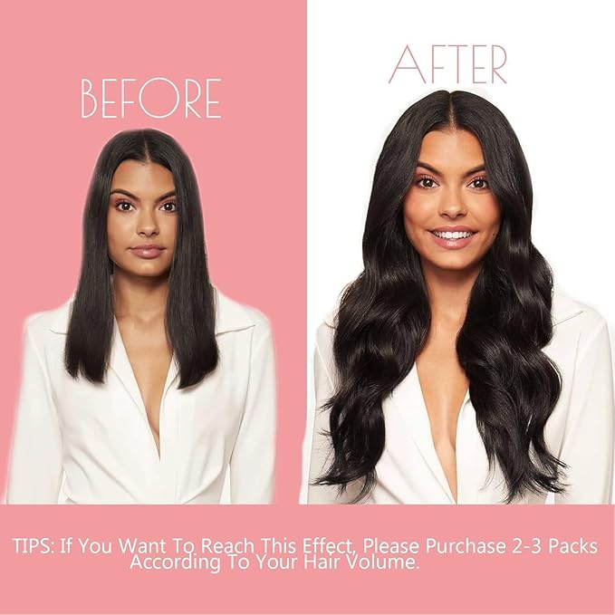 Loxxy Seamless Clip in Hair Extensions Real Human Hair Natural Black #1B 20inch Remy Clip in Human Hair Extensions for Thin Hair Pu Weft Clip on Hair Extensions Natural Hair 150gram 8pcs