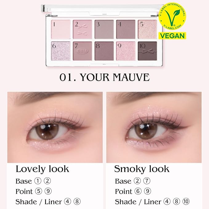 BBIA Essential Eye Palette - Buildable & Blendable Eyeshadow Palette Matte Finish & Gorgeous Shimmer Glitter Pearls Warm Cool Natural Shade Soft Shadow Colors Vegan Korean Makeup (01 YOUR MAUVE)
