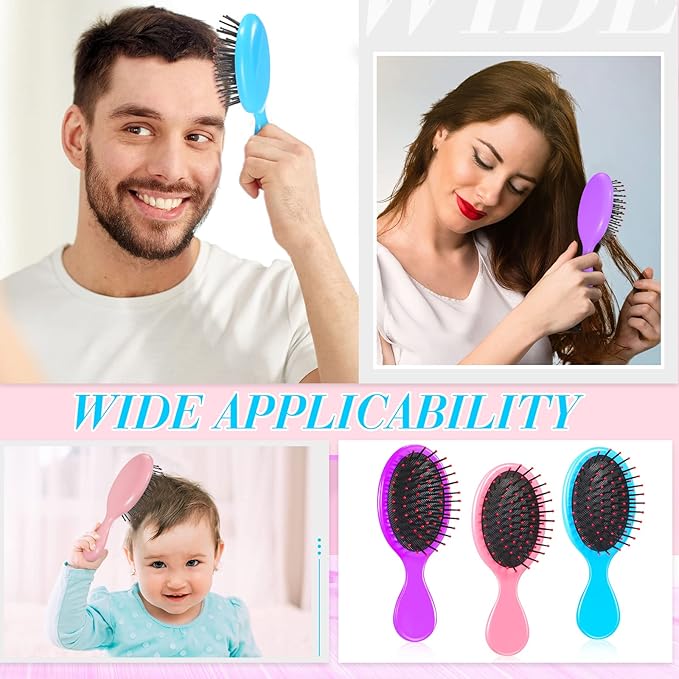 36 Packs Mini Detangling Hairbrush Squirt Detangler combs Toddler Soft Bristle Travel Hairbrush Women Girl(Multi Color)