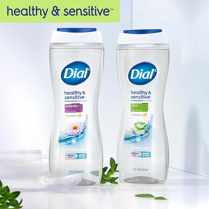 Dial Clean + Gentle Body Wash, Aloe Scent, 16 Fl Oz (Pack of 6)