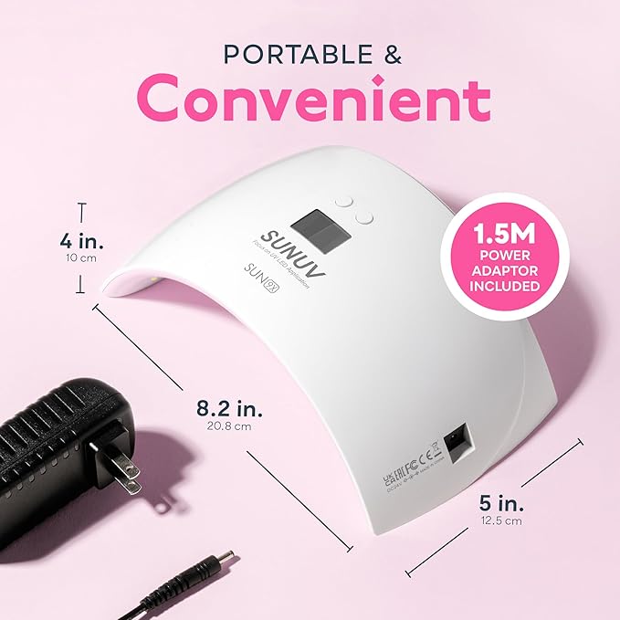SUNUV UV Light for Nails, Dryer for Gel Polish with Sensor 2 Timers and Display SUN9X Plus UV Nail Lamp Pink