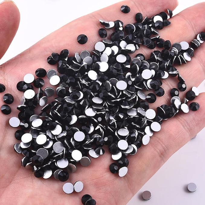 Blinginbox Flatback Rhinestones Bulk,14400pcs Crystal Round Loose Gemstones Glass Rhinestones for Crafts Makeup Nail Art Clothes Shoes DIY Decorations(SS10,2.7-2.9mm,Black)
