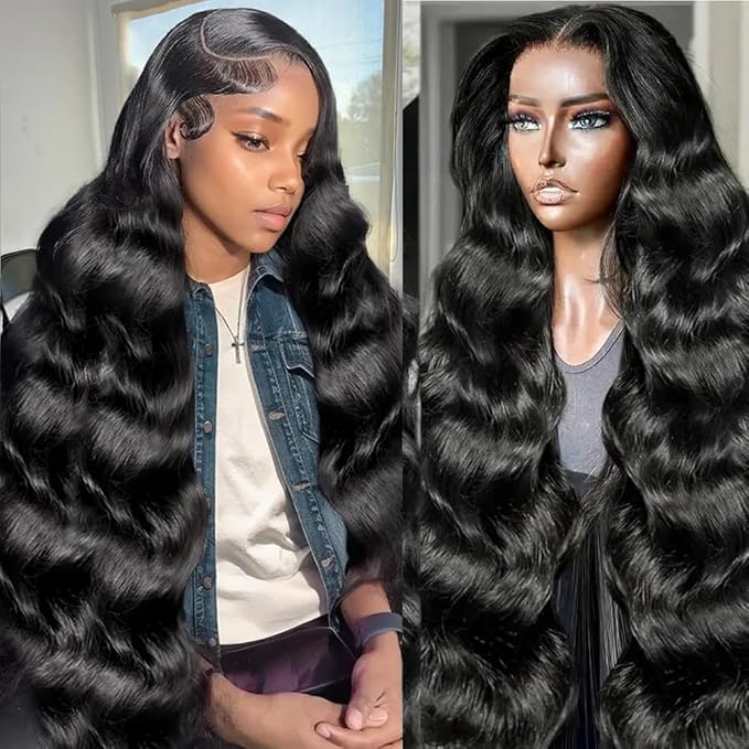 34 Inch Body Wave Lace Front Wigs Human Hair for Women 180% Density 13x4 HD Lace Front Wigs Human Hair Pre Plucked with Baby Hair Natural Hairline Glueless Wigs Human Hair Wigs Long Black Wig