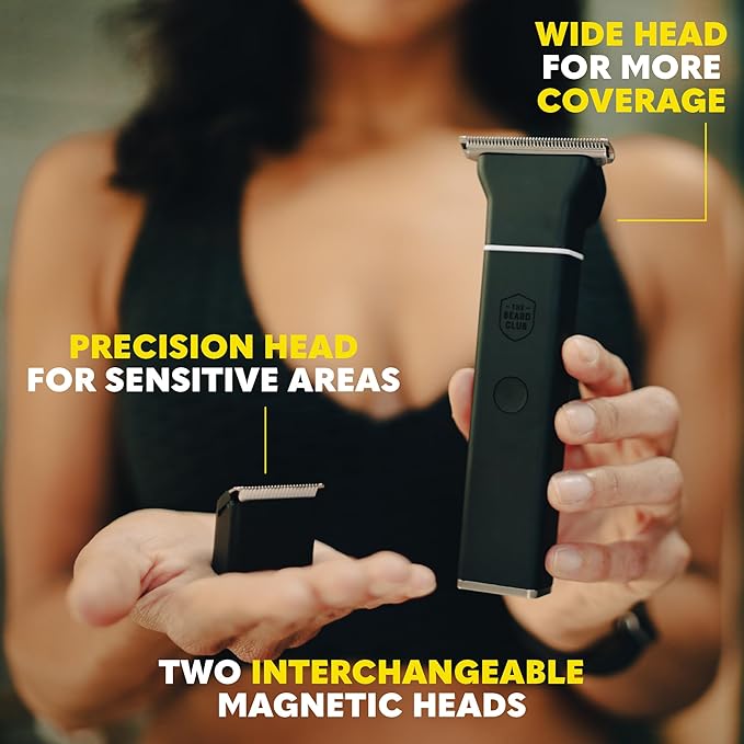 The Beard Club Body Hair Trimmer for Men, Pubic Hair Trimmer for Men & Ball Trimmer - Mens Body Shaver, Ceramic Blade Ball Shaver & Manscaper - Rechargable, Electic, Waterproof Wet or Dry Clippers