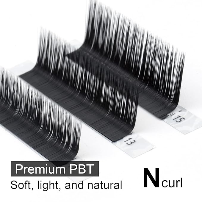 NAGARAKU Eyelash Extensions Individual Lashes 0.15 N (M) curl 7-15mm Mix Faux Mink Classic 16 rows Matte Black Soft Natural