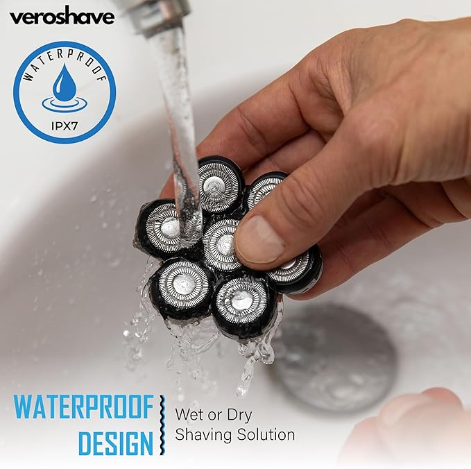 7-Blade Bald Head Shaver for Men - Cordless Hair Shaver for Men Bald, Rechargeable Head Trimmer for Men Bald Head, Mess-Free & Full-Shave Travel-Friendly Grooming Kit with Curved Blades