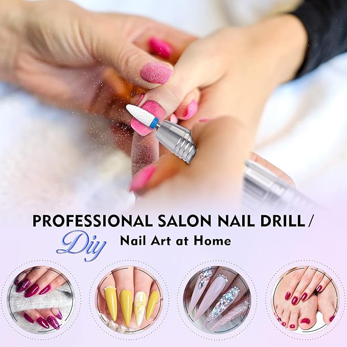 Professional Nail Drill Machine, IMENE 35,000RPM Portable Brushless Nail Drill Rechargeable E-File Nail Drill Perfect for Acrylic, Gel, Natural Nails (Black)