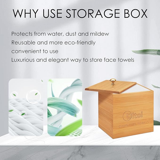 Face Towels,Storage Box with Copper Cover, Disposable Face Towel, Storage Containers, Soft Face Tissue XL, Makeup Remover Dry Wipes for All Skin