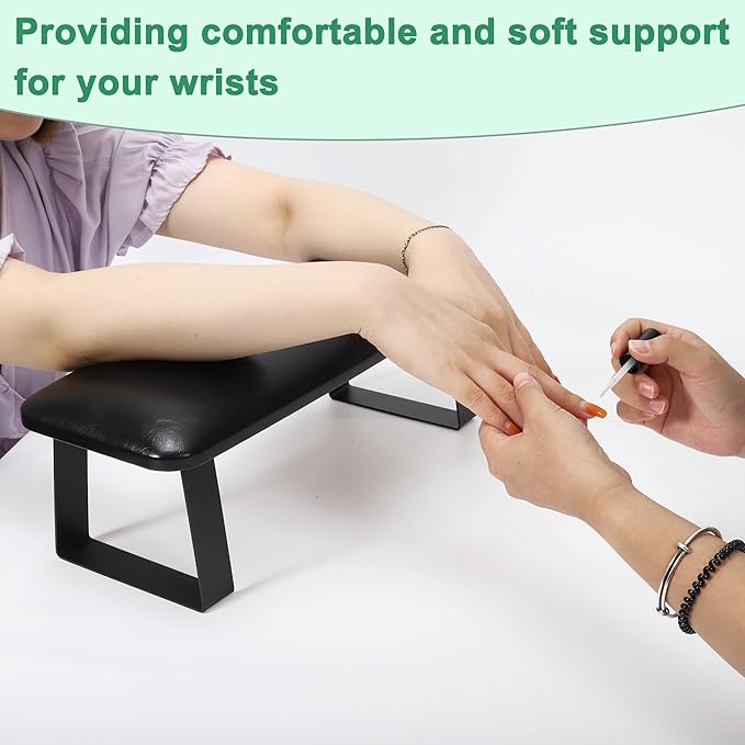 VOCOSTE Arm Rest for Nails Tech, Non-Slip Nail Arm Rest, Manicure Hand Rest with Detachable Brackets, Hand Rest for Nails Tech, Nail Hand Rest, Black