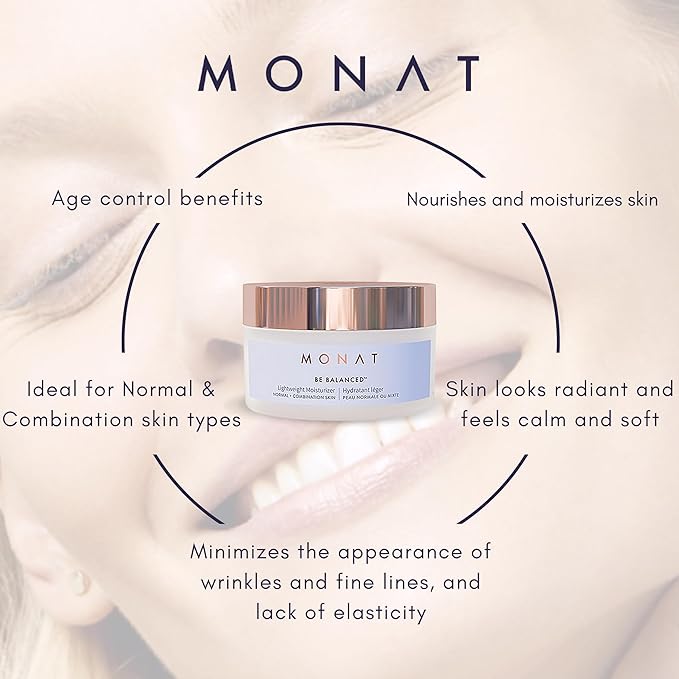 MONAT Be Balanced Lightweight Moisturizer - Restoring & Smoothing Hydrating Face Moisturizer with Hyaluronic Acid. Light Moisturizer Face Cream for Daily Skincare Routine - Net Wt. 45 ml / 1.52 fl oz
