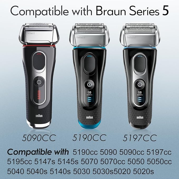 52B Replacement Shaver Head for Braun Series 5, Shaving Razor Head Suitable for Braun S5 5020, 5020s, 5030s, 5040, 5040s, 5050, 5050cc, 5070, 5070cc,5090cc, 5140s, 5145s, 5147s, 5190cc ect