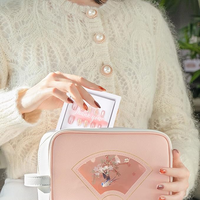 30 Pcs Press on Nail Boxes Packaging with 90 Pcs Adhesive Double Sided Tape with 30 Pcs Display Card for Nail Display White