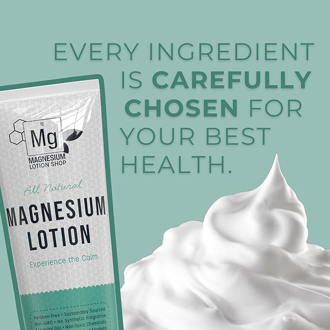 Unscented Magnesium Lotion for Sleep | 250mg per Teaspoon | We use Natural Shea Butter in Our Paraben-Free Magnesium Lotion for Leg Cramps | Each 6oz Bottle is Proudly Made in America