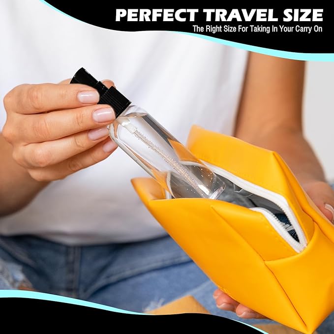 100 Pack 2oz/55ml Plastic Spray Bottles Mini Travel Spray Bottle with Black Cap Empty Fine Mist Spray Bottles Refillable Liquid Container for Perfumes Travel Makeup