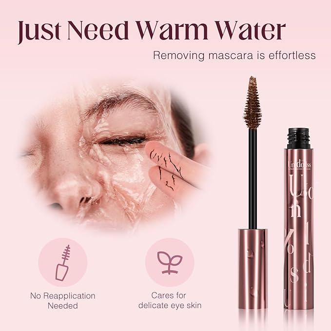 Unidollss Tubing Mascara Volume and Length Brown Lengthening Long Lasting All Day, No Smudging, No Clumping, Washable Voluminous Tubing Mascara for 30+ Women, Gluten-free Safe for Sensitive Eyes