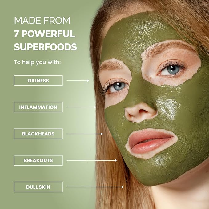 PLANTIFIQUE Korean Skincare Clay Mask – Hydrating Mud Mask with Avocado & Superfoods, Dermatologist-Tested for Face & Body – Vegan, 3.4 Oz/100ml