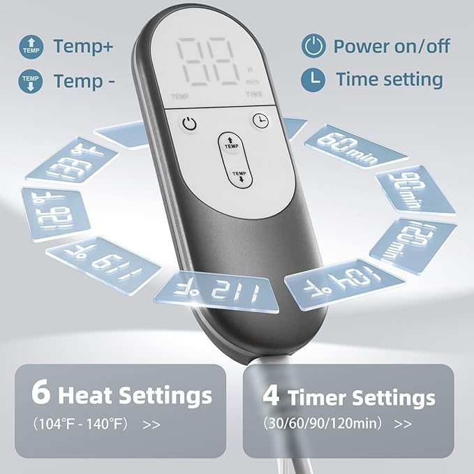 17x33 Heating Pad for Pain Relief | Ultra-Soft Microplush Fabric | 6 Adjustable Heat Settings (Moist & Dry) | Safe 2-Hour Auto Shut-Off | Perfect for Back, Neck, Shoulders | Great Gift Idea