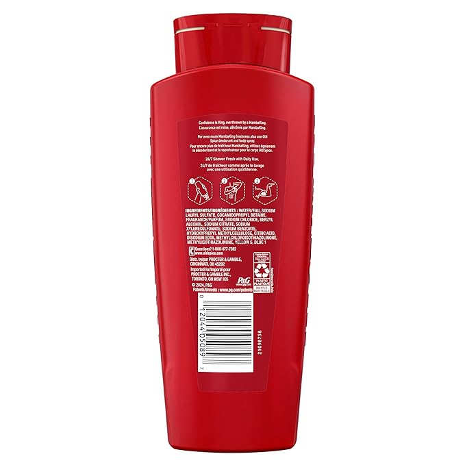 Old Spice Cleansing Body Wash for Men, 3X Defense, 24/7 Shower Fresh with Lasting Scent, 2-in-1 Body & Face Wash, MambaKing with Rich Plum Scent, 24 oz (Pack of 4)