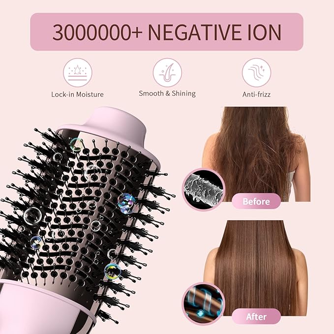 Hair Dryer Brush Blow Dryer in One Upgraded 4 in 1 Hair Dryer and Styler Volumizer with Negative Ion Anti-frizz Ceramic Titanium Barrel Hot Air Brush Hair Straightener Brush